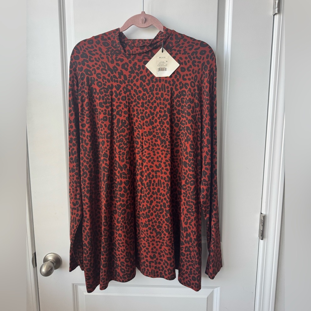 Ava & Viv long sleeved lightweight leopard print animal top 3x NWT